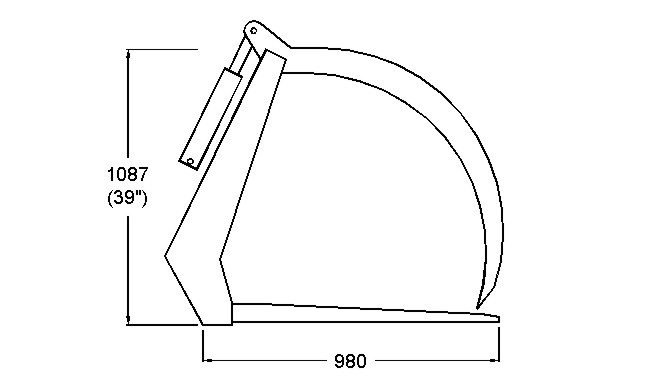 drawing of manure fork with bolt on grapple